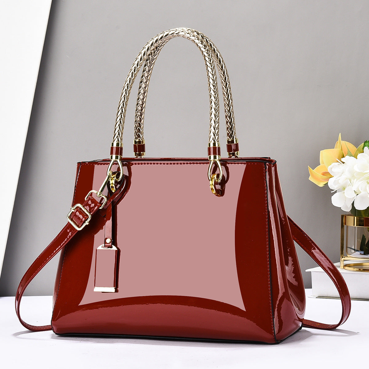 Glossy Patent Leather Handbag