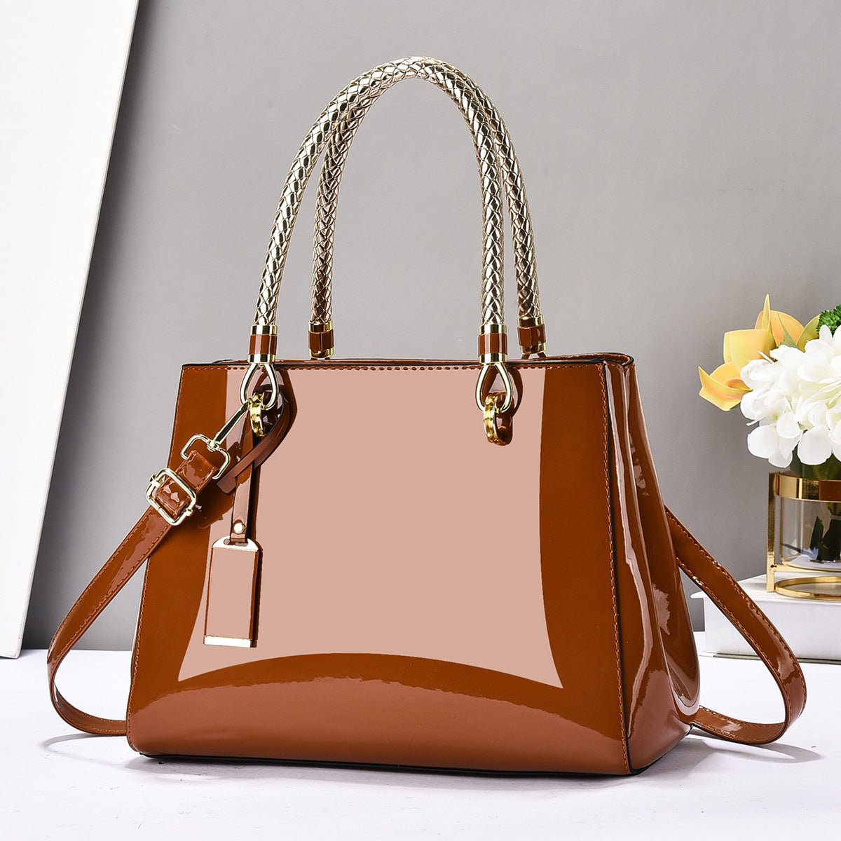 Glossy Patent Leather Handbag