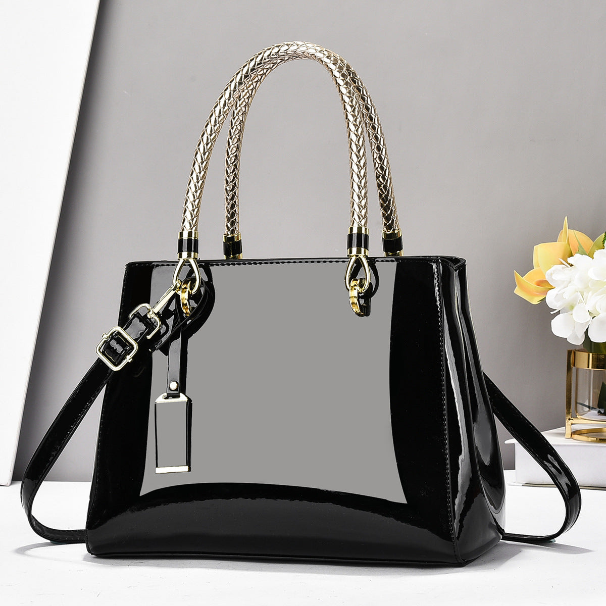Glossy Patent Leather Handbag